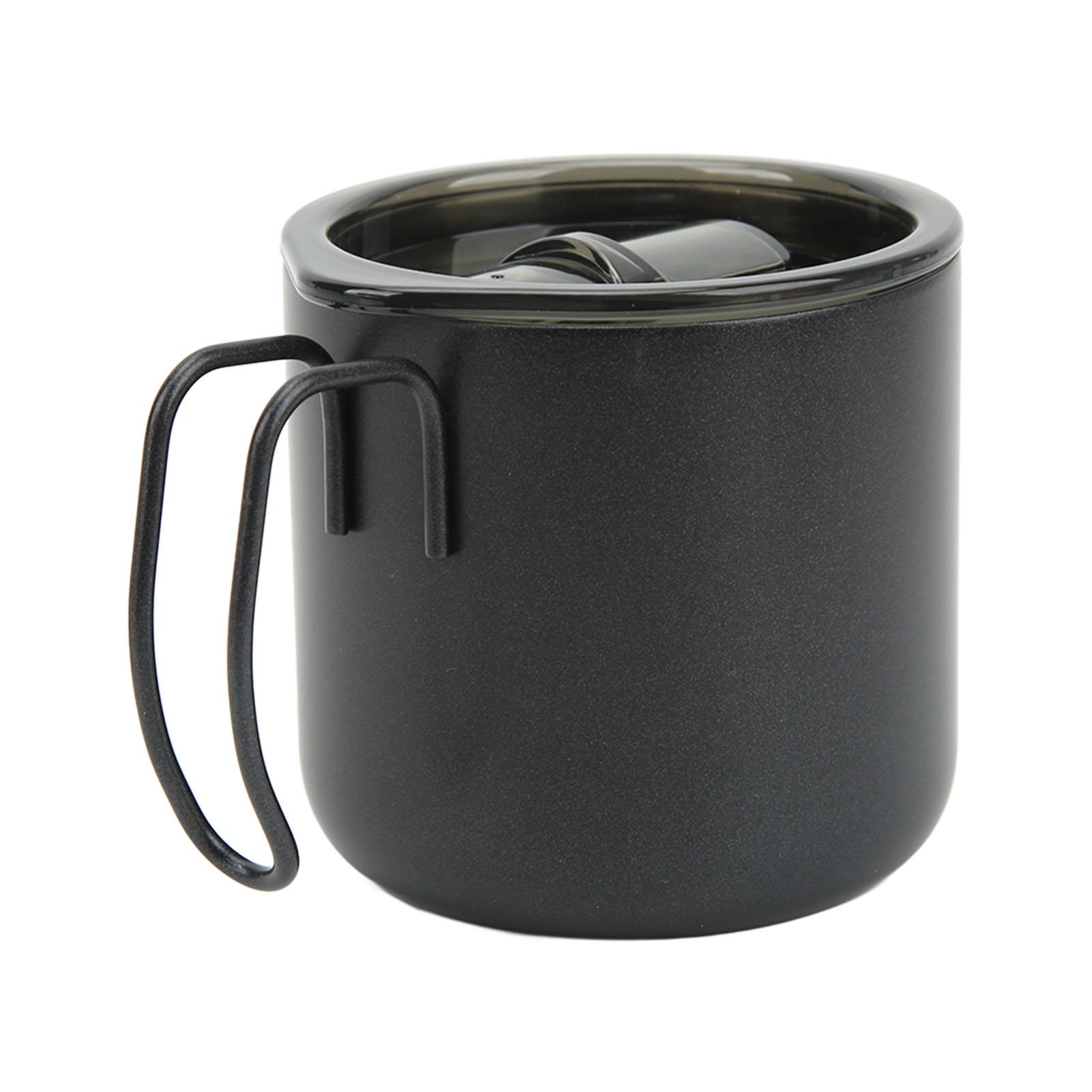 12oz 350ml Stainless Steel Vacuum Insulation Mug Double Layer Coffee Cup Camping Milk Mug with Handle Black чёрный