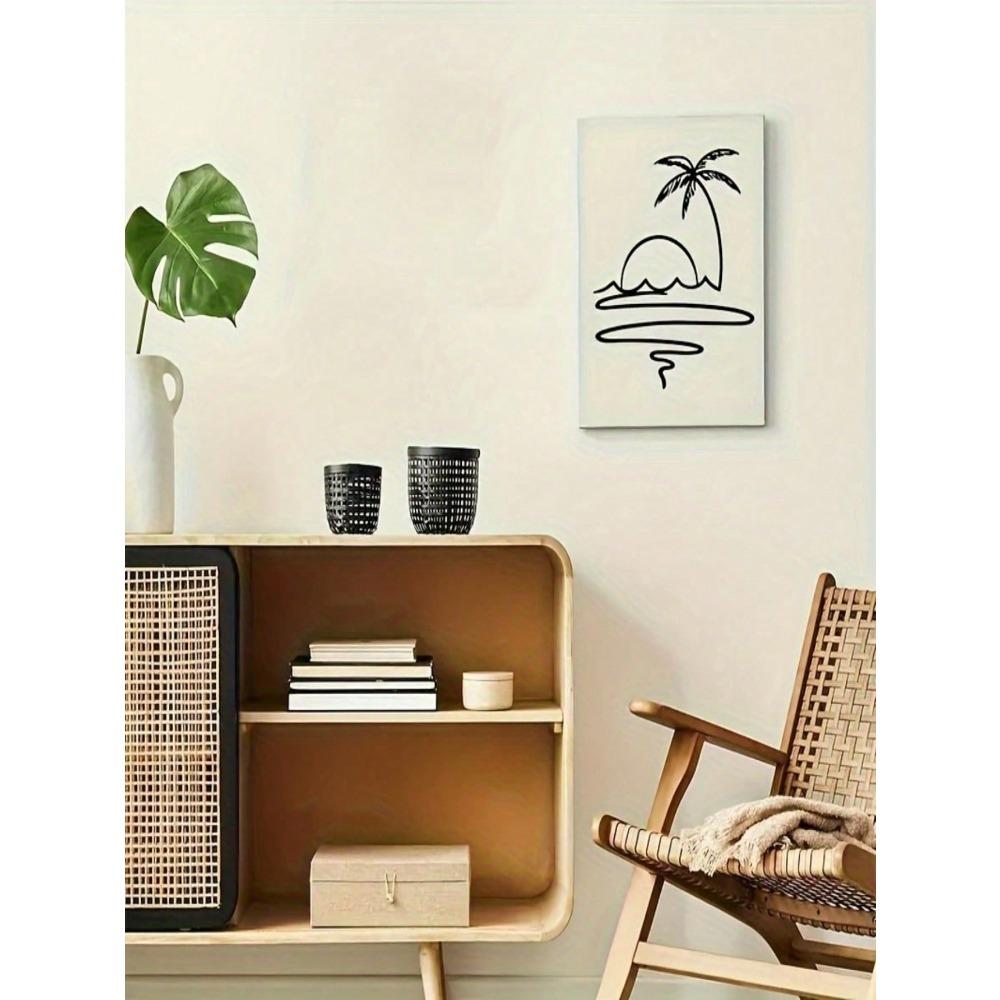 Vintage Sunrise Metal Wall Art Sun Ocean Tropical Leaves Palm Trees Decor