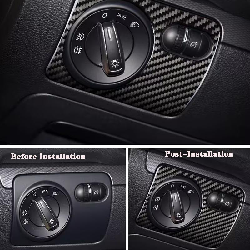 Carbon Fiber Headlight Switch Control Frame Sticker Anti-Scratch Stickers For VW Golf 6 R MK6 Scirocco 2009-2016
