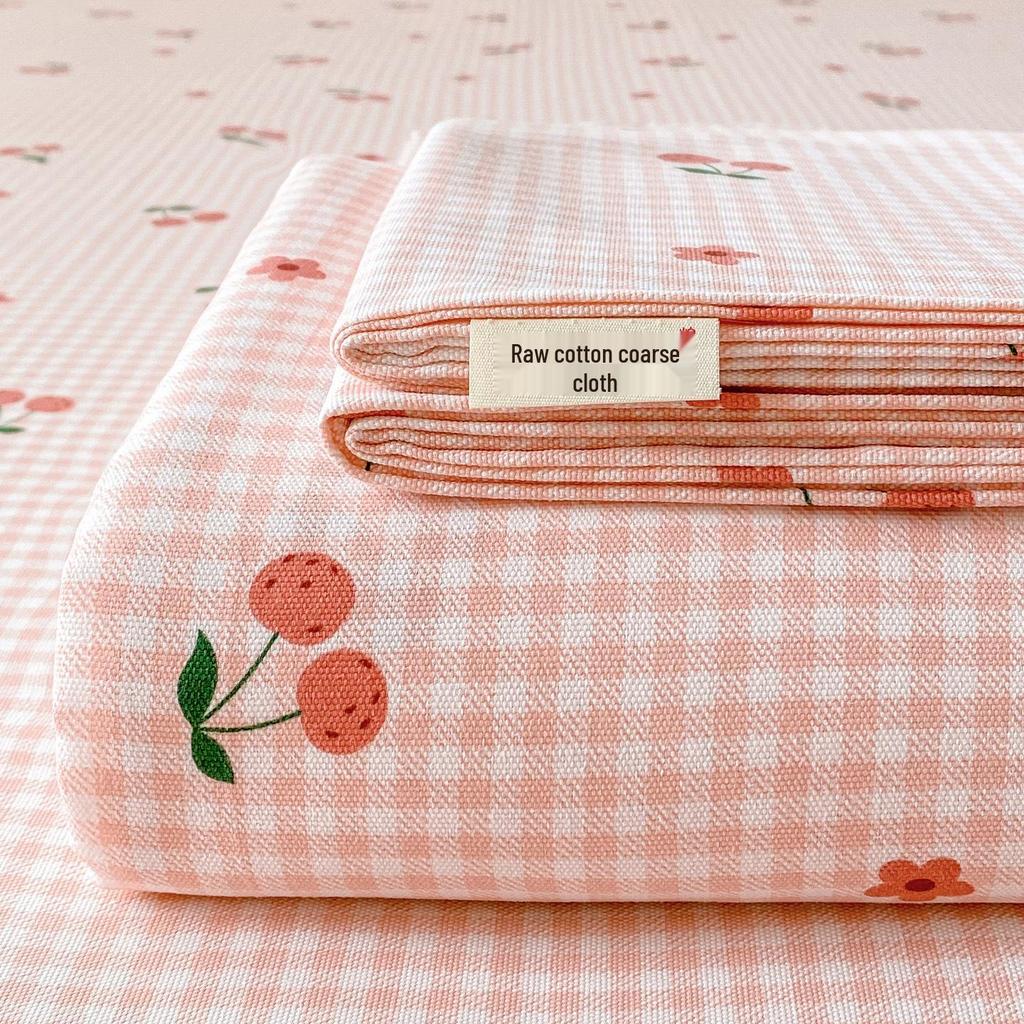 Coarse Cotton Bed Sheet: Student Dormitory Single/Double Linen 3-Piece Set