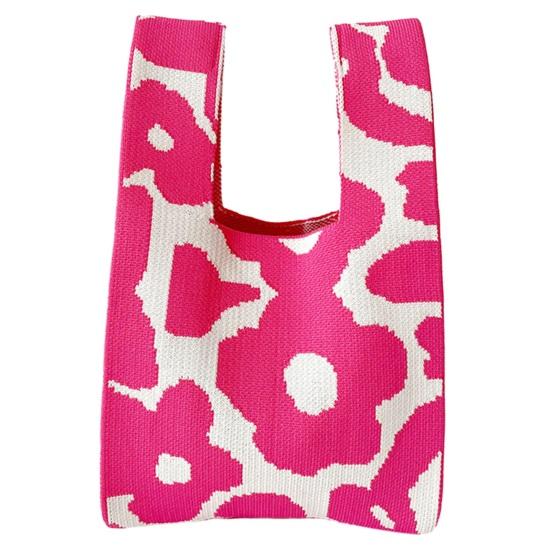 Вязаная большая сумка INS, стильная универсальная сумка с цветочным узором, легкий доступ, компактная сумка для хранения покупок