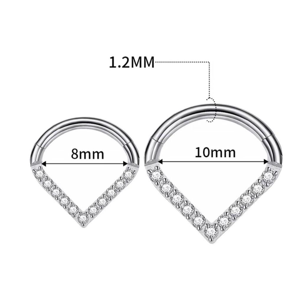 Surgical Steel Septum Nose Clicker Hinged Teardrop Shape Rhinestone Nose Ring Gold Black Body Piercing Jewelry Helix Piercing