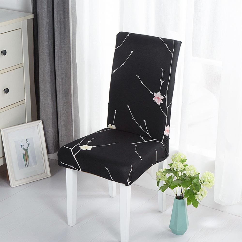 

Elastic Printed Dining Chair Cover Stretch Chair Protecter Universal Seat Cover Hotel Style A