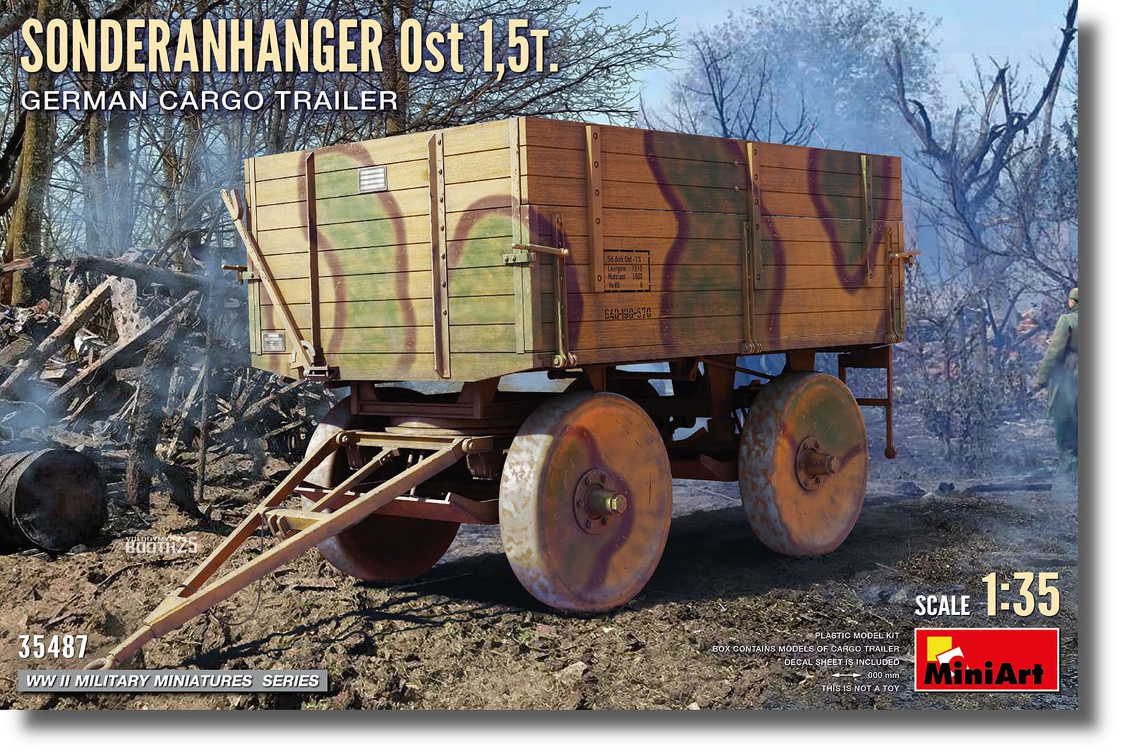 

Miniart Scale Sonderlan Hangar Ost German Cargo Trailer Plastic Model Kit MA35487 1/35 1.5-Ton (Truck)