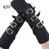 Unisex Fashion Gloves Goth Arm Warmers Fingerless for Women, Punk Metal Buckle Elastic Costume Accessories Warmers, Gothic Steampunk Sleeves, Cosplay