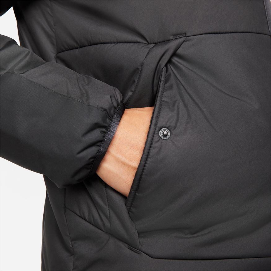 Nike Contrast Zip Pocket Logo Print Hooded Cotton Jacket Men Outerwear Black DD6858-010