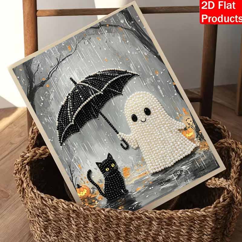 Halloween ghost cat umbrella pearl painting art kit handmade diy home decorations