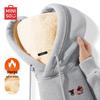 MINISO Men's Lamb Fleece Cartoon Dog Print Hooded Sweatshirt