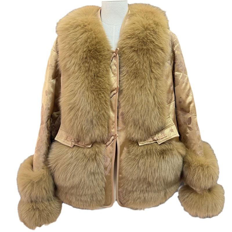 Real Hair Haining Winter New Coat Fox Fur Coat Goose Down Jacket Women