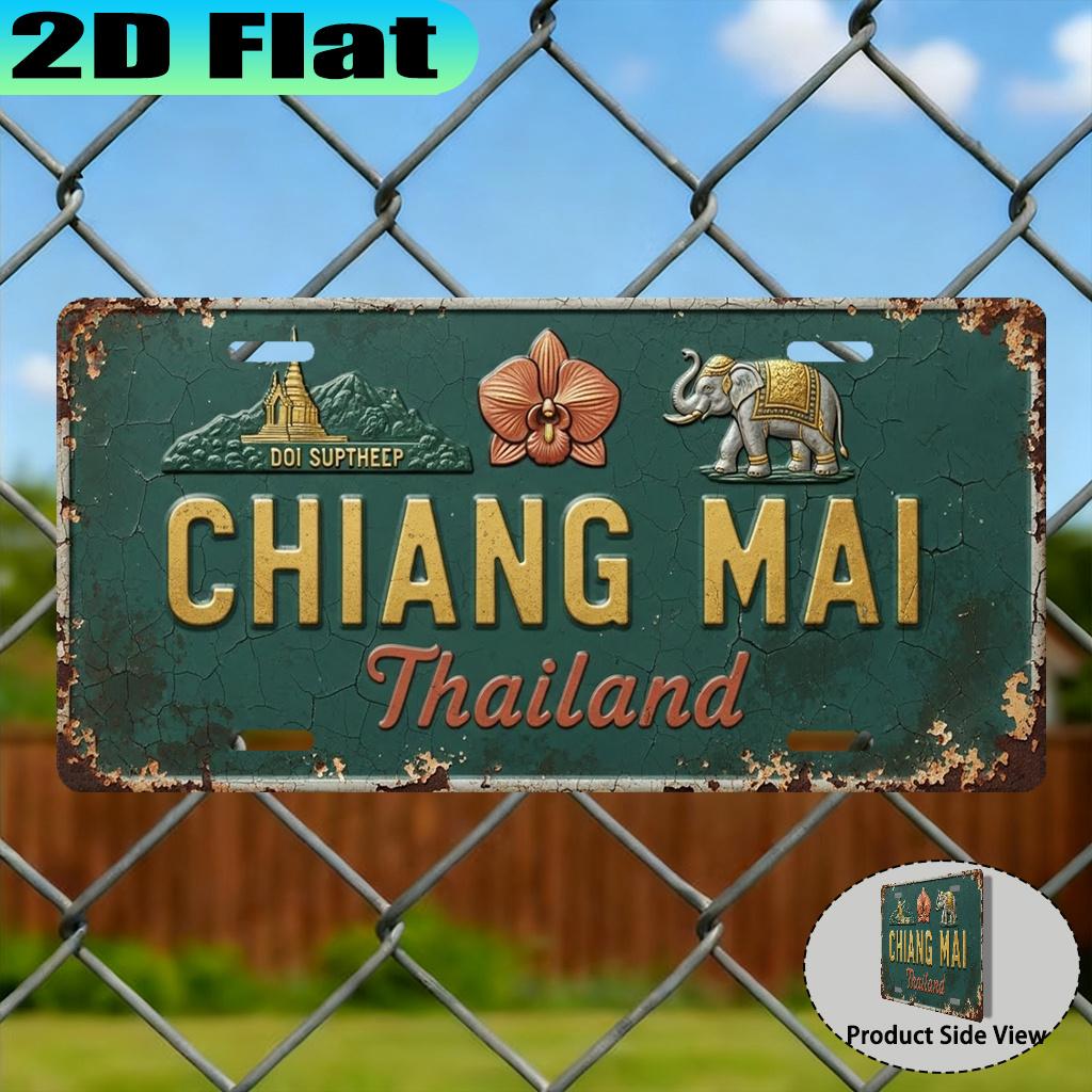 Tin Sign Chiang Mai Thailand Vintage Durable Metal Plaque Wall Decor Home Office Bar Man Cave Wall Art 15x30cm(5.9x7.8inch)