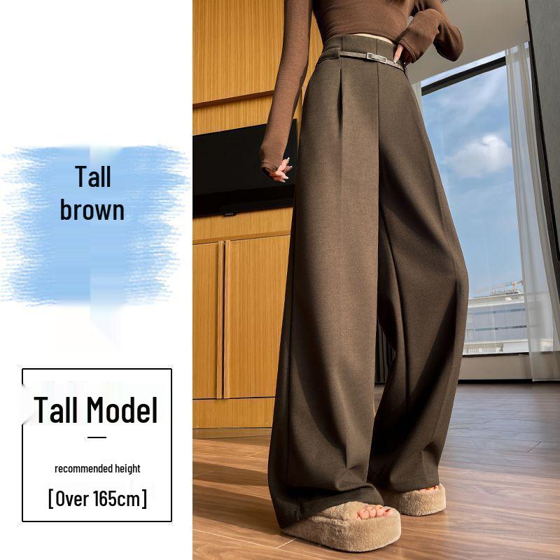 

2025 A/W Women s High-Waisted Wool Wide-Leg Floor-Length Pants S [40-47.5 kg]