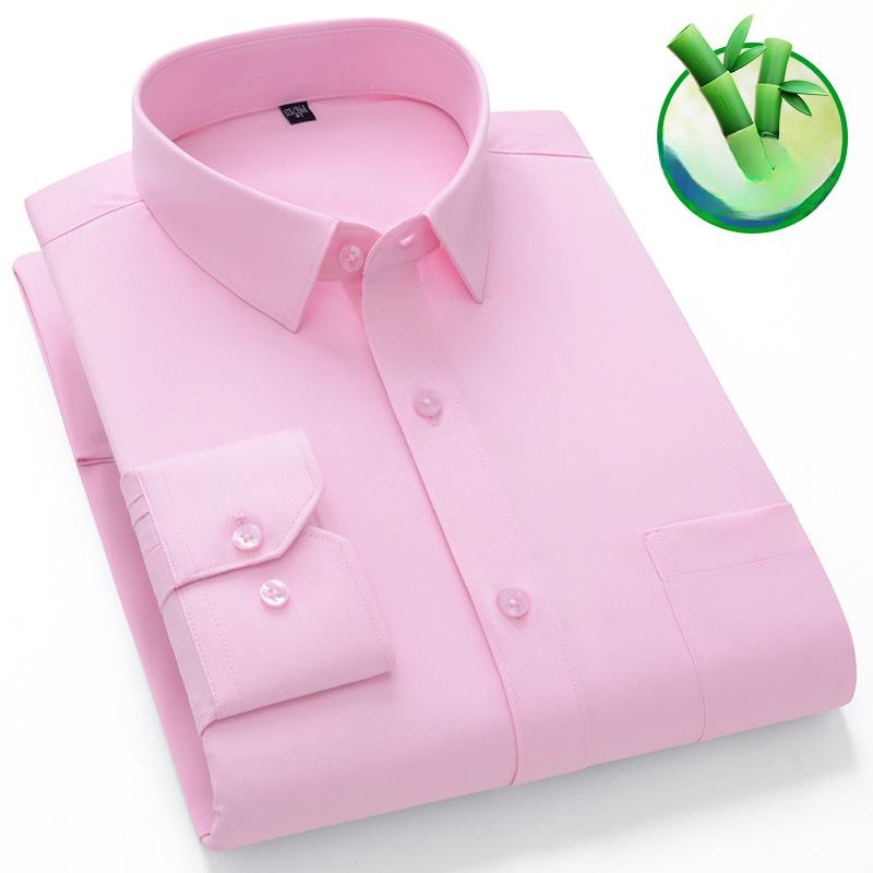 

Рубашки с длинными рукавами для мужчин, осень, новые разноцветные бамбуковые волокна, легкие, деловые, повседневные, рабочие, мужские рубашки, не требующие глажки 45