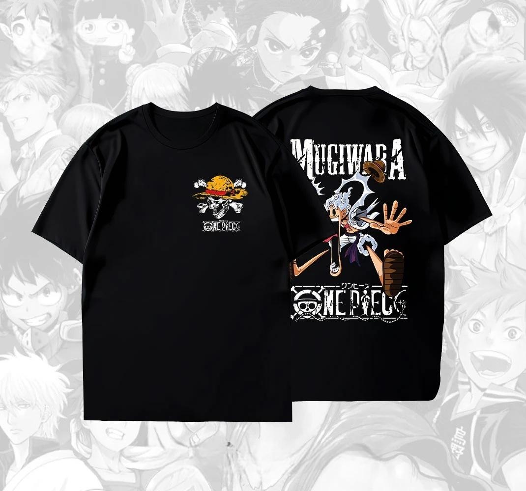 

Summer 2026 One Piece Luffy Fifth Grade Sun God Nika Theme 100 Cotton Printed Loose Tshirt for Unisex and Women Y2k S