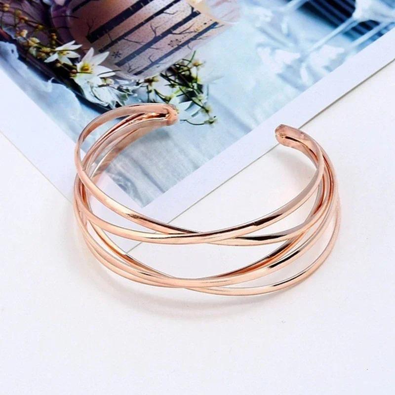 Punk Hollow Alloy Bangles for Women Gold Silver Color Cuff Bracelet Open Adjustable 2025 Fashion Jewelry New
