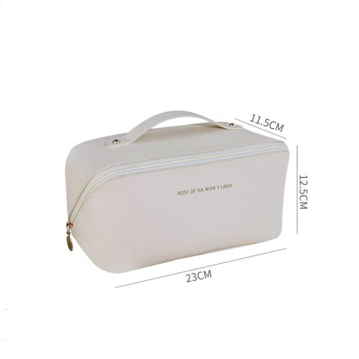 Reise-Kosmetiktasche aus Leder mit großem Fassungsvermögen, tragbar, für Damen, Make-up-Kosmetik, wasserdicht, multifunktionaler Kulturbeutel, Aufbewahrungstasche