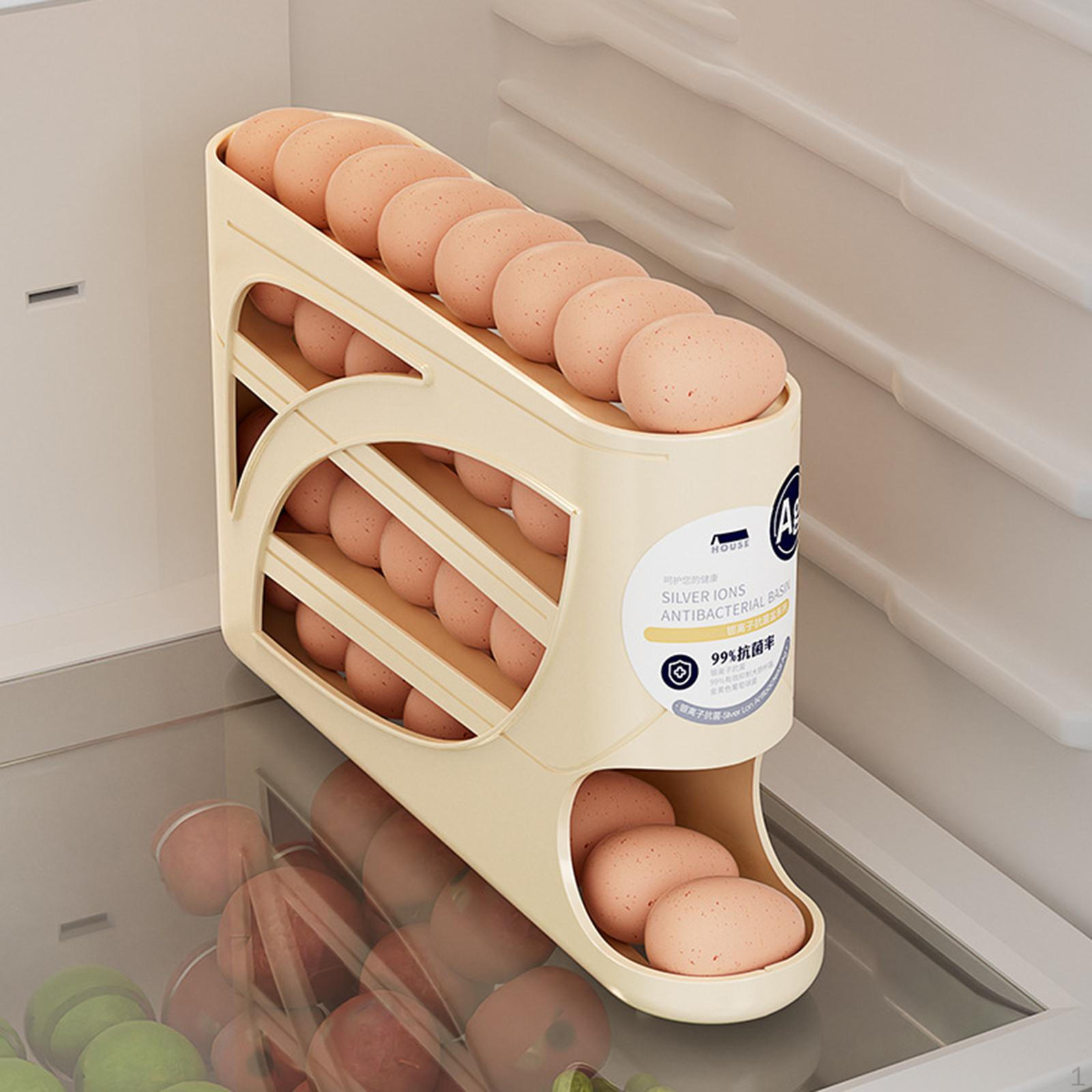 

Egg Holder for Fridge 4 Tier Eggs Roller Organizer Auto Rolling Container Cabinet вершковий