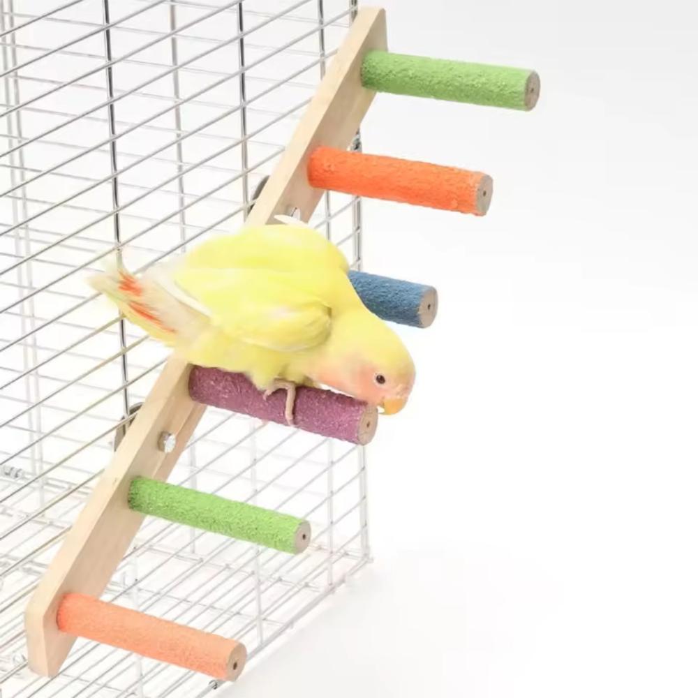 Bird Climbing Ladder Parrot Climbing Perch Stand Toys 4/6/8 Step Wooden Exercise Rack Bird Cage Accessories