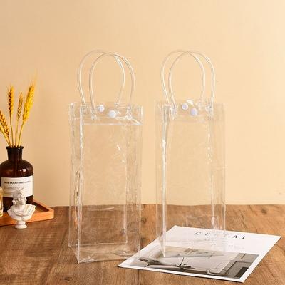 1Pc 25cm Universal Transparent Bag PVC Waterproof Cups Cover Hand Carry Bags with Handle for Bottle Gift Tote Packaging Bag