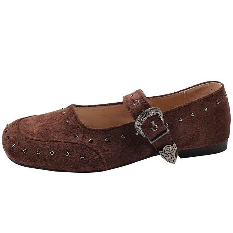 Queen Fan retro black flat-bottomed shallow mouth single shoes women's 2025 new autumn skirt soft-soled Mary Jane shoes