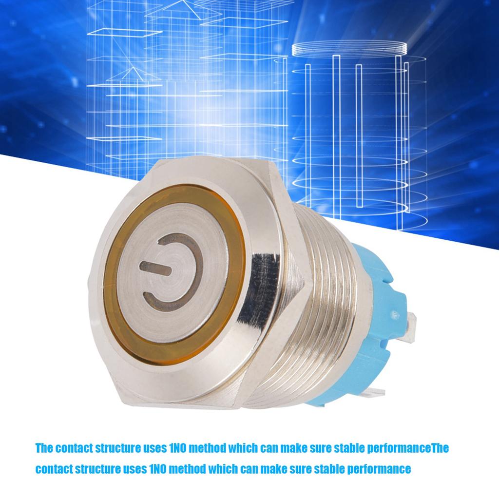 2 Stück Drucktaster 4Pin 19mm Rund Flacher Kopf Edelstahlgehäuse mit Licht IP65