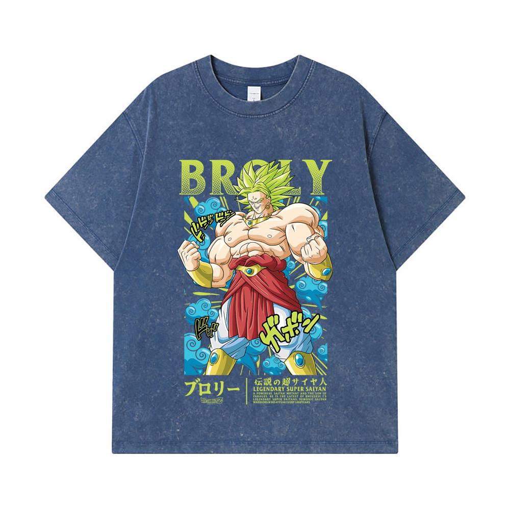 275 GSM Washed T-shirts 100% Cotton Dragon Ball V54 Broly Print Unisex Heavy Cotton T Shirt
