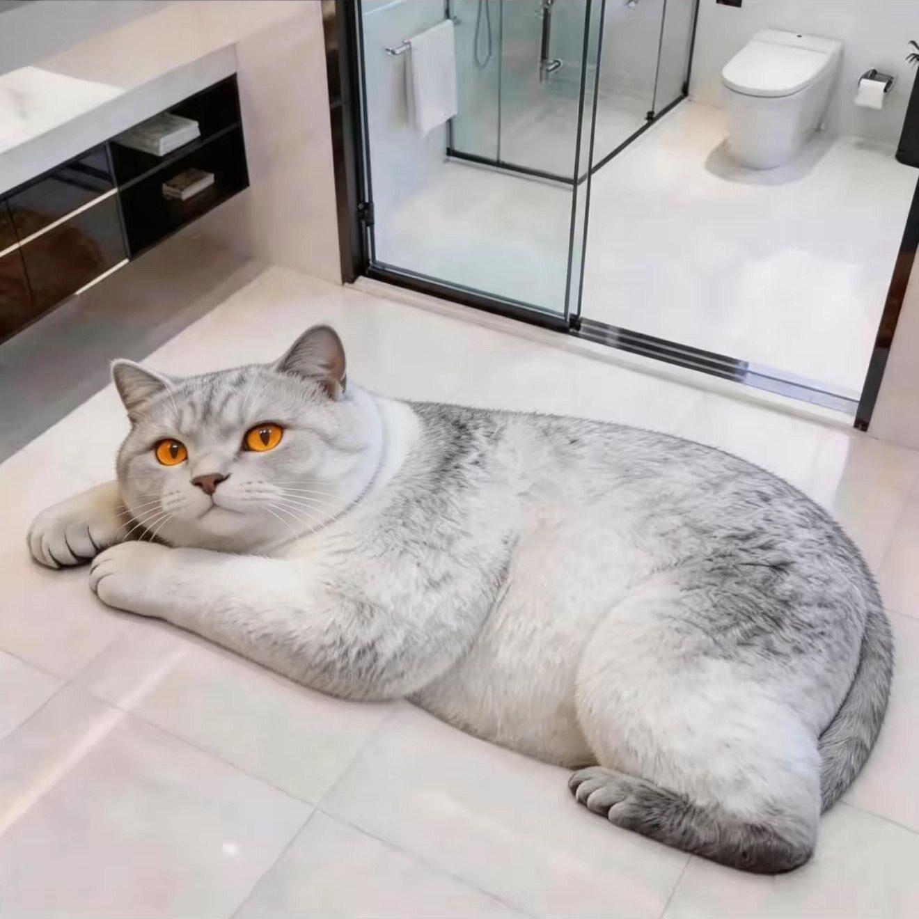 3D коврик для пола с принтом кота, диатомитовый коврик, противоскользящий и влаговпитывающий коврик, диатомитовый коврик для ванной 30*40cm gray