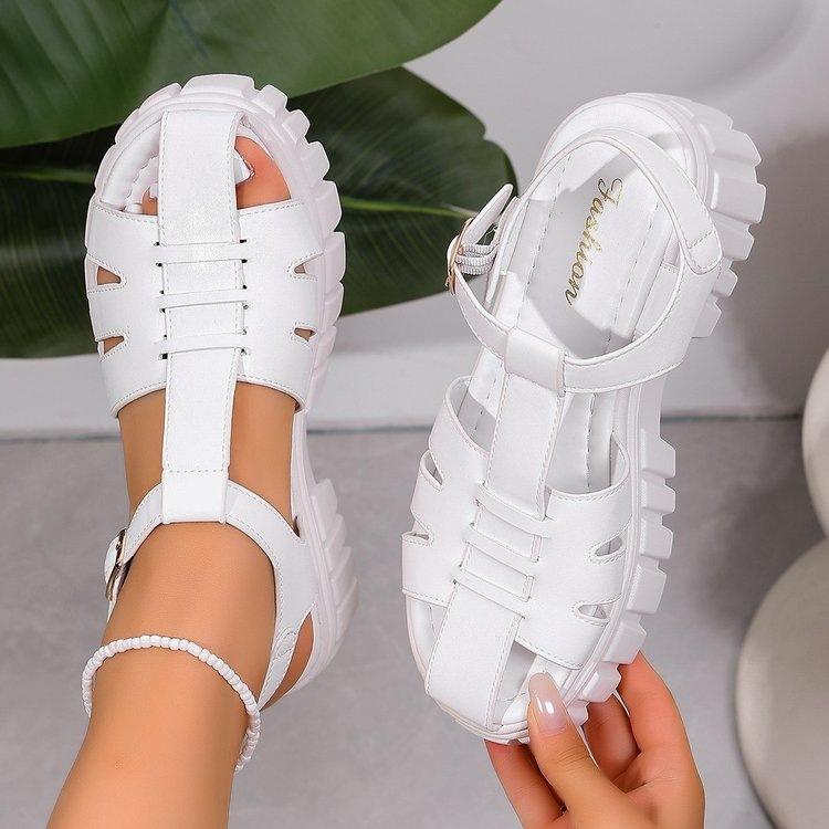 Women's Anti-slip Shoes with Thick Soles and Wide Heels, Large Size Sandals
