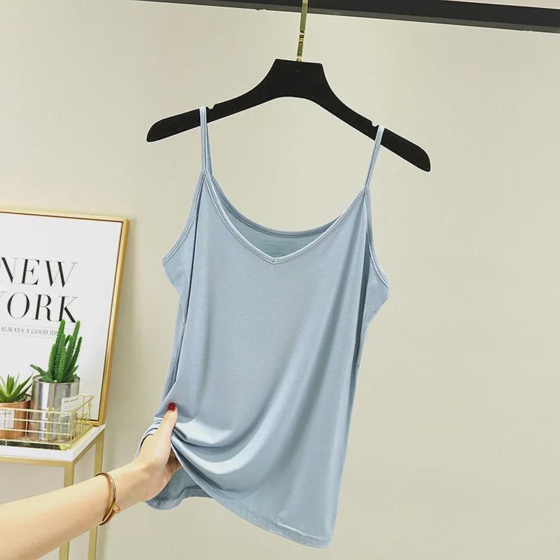 Women's Modal V-Neck Sleeveless Tops - Slimming, Thin, Summer Casual Wear