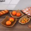 Quadratische ovale Rattan Obst Brot Snacks Aufbewahrungskorb Tablett Kaffeebar Ausstellungs Korb Nordischer Schreibtisch Kosmetik Kleinkram Organizer