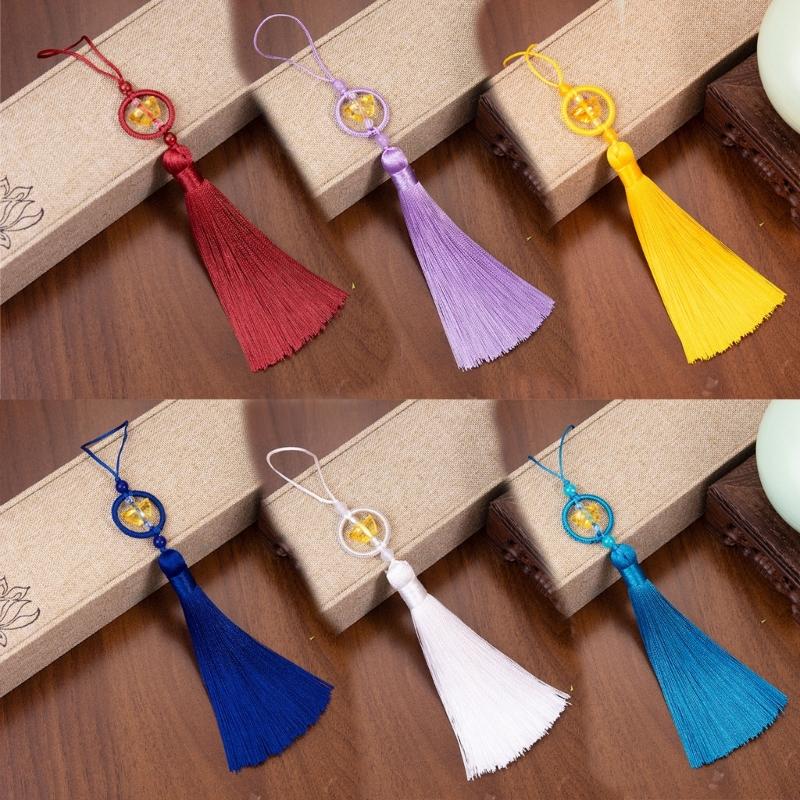Set of 6Pcs 10cm Lucky Tassels Keychain Holder Wealth Symbol Polyester Fringe for Bag Decoration Jewelry Making