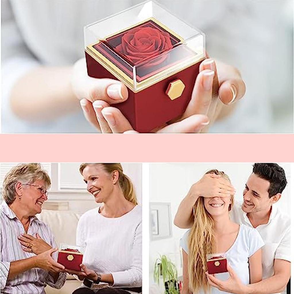 Scatola di imballaggio per gioielli con rose di sapone rotanti creative, fiore eterno, anello di confessione, collana, scatola di proposta