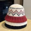 Knitted Fisherman Hat Women's Winter Warm Hat Fair Isle Style Korean Style Ear Protection Woolen Hat with Large Head Circumference and Small Face