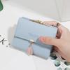 Affordable Luxury Women's Short Wallet Korean PU Leather Simple Everything with Solid Color Personality Leaf Pendant