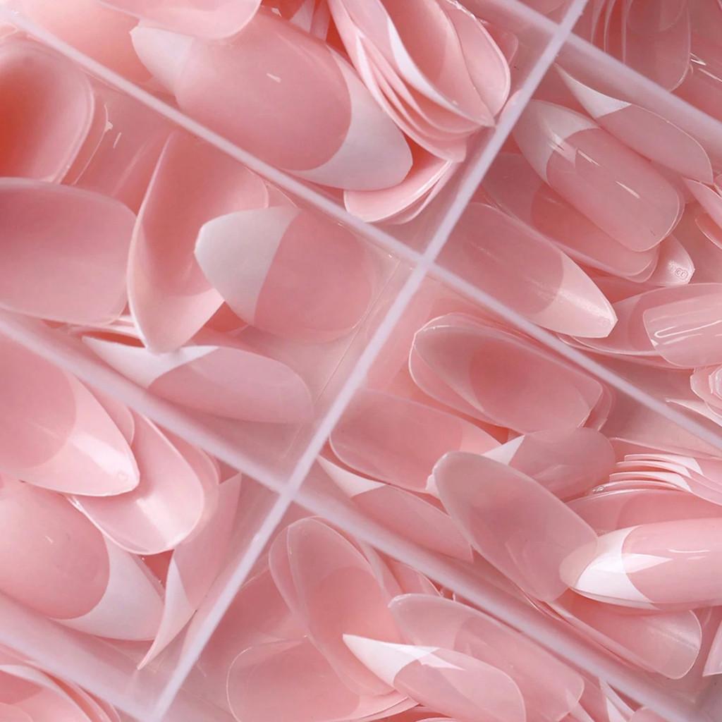 360PCS/Box French Almond False Nail Press On Nails Nude Pink Full Cover Artificial Wearable Fake Nails Tips Manicure Tools
