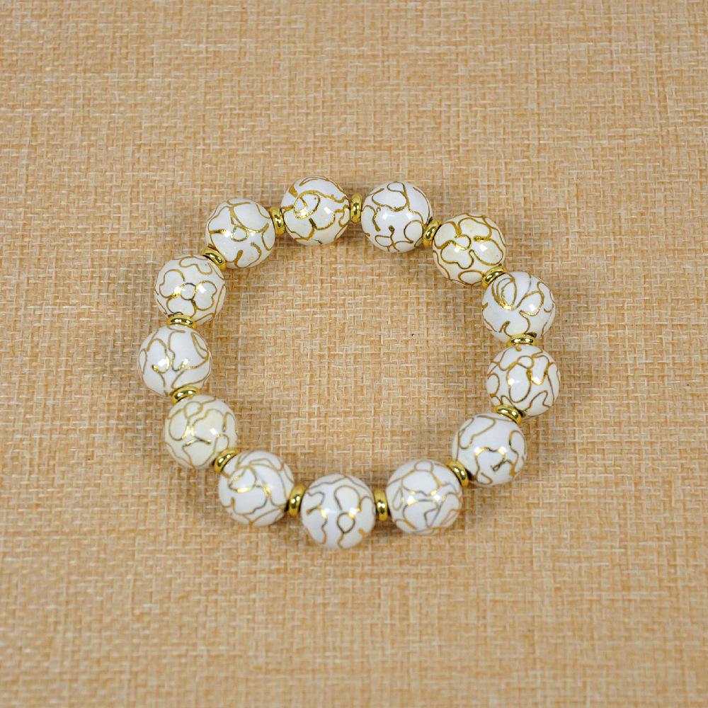 Chinese Cloisonné Enamel Bracelet - 14mm Hand-painted Beads for Buddhist Gifts and Traditional Style Accessories 14mm Cloisonné Bead