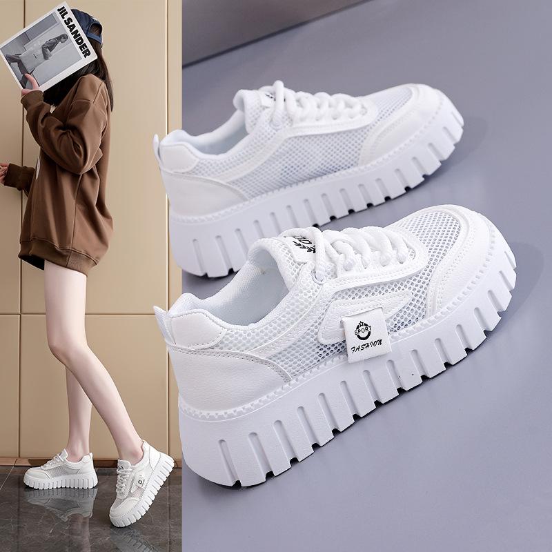 2025 summer little white shoes new Korean version ins female students height increase breathable sports board shoes trendy casual shoes T78-1