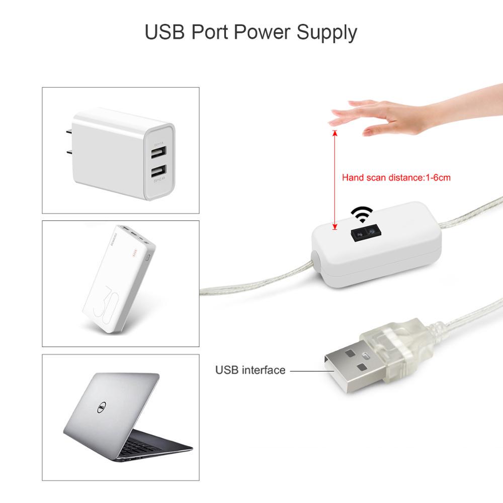 Intelligente Lampe, PIR-Bewegungssensor, Handscan, LED-Nachtlicht, 5 V, USB, LED-Streifen, wasserdichtes Band, Schlafzimmer, Zuhause, Küche, Kleiderschrank, Dekor