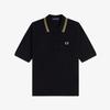Fred Perry [Womens] Tipped Knit Shirt - Black/Champagne Afpf2612125-90A