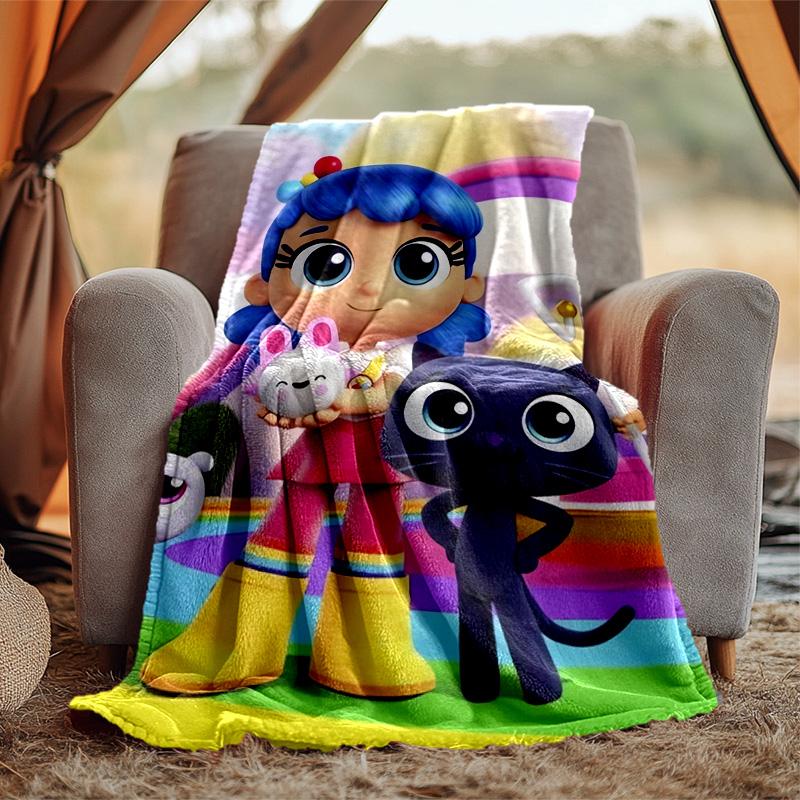 True Rainbow Kingdom Flannel Blanket Soft Warm All-Season Throw, Design for Camping, Car Travel, Hiking Sofa, Bed, Office Perfect Gift for Parties