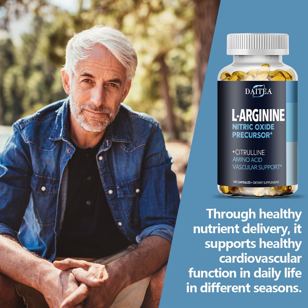 Premium L-Arginin Kapseln mit Citrullin Aminosäure für Gefäß- und Energieunterstützung 120 Kapseln