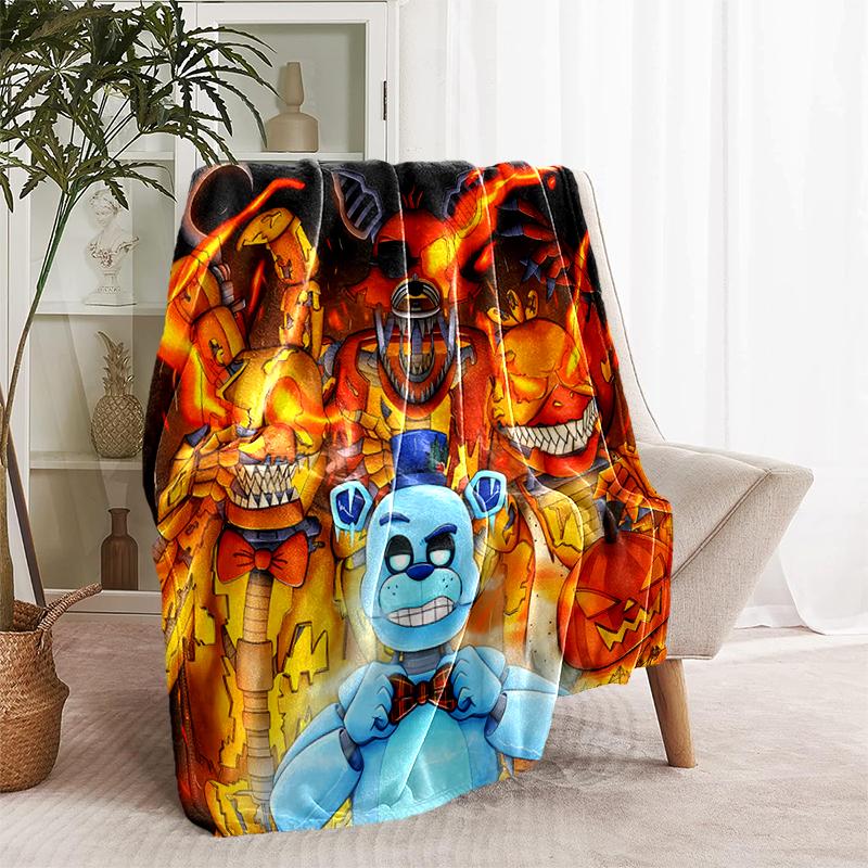 1pc Blanket Five Nights at Freddy's2 Print Design, Lightweight Blanket for Sofa, Bed- Soft &Warm, Gift for All Seasons like Christmas, Halloween