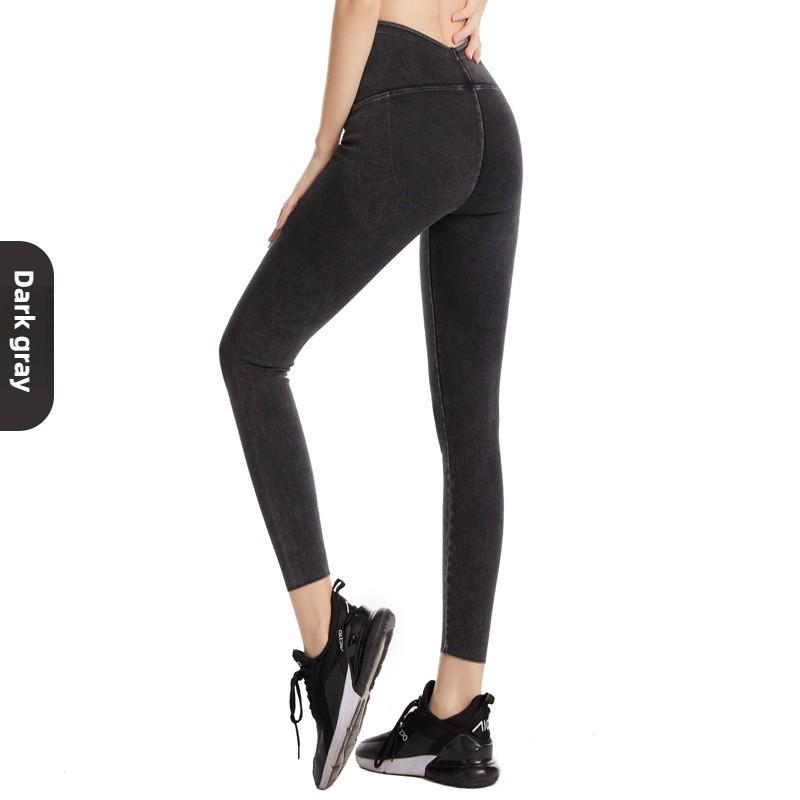 High Waisted Elastic Denim Yoga Pants for Women Autumn Winter