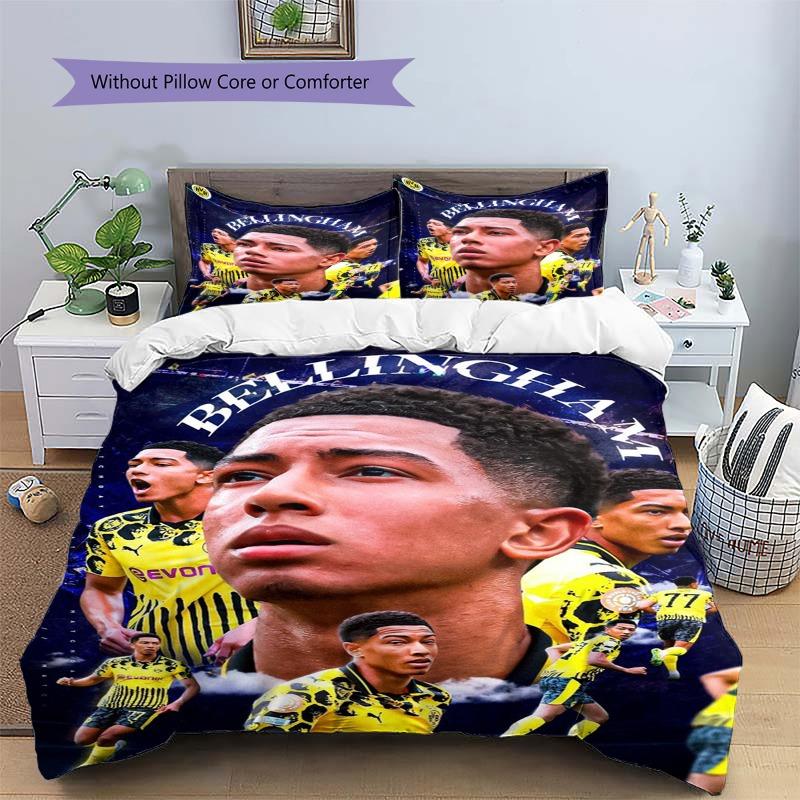 Borussia Dortmund Bellingham Collage Giocatore Set Biancheria da Letto Bundesliga Calcio Copripiumino Tifoso di Calcio Camera da Letto Arredamento Casa Biancheria da Letto