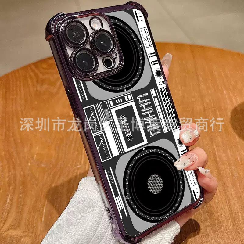 Retro Camera for iPhone17 Mobile Phone Case, Four Corners Anti-drop Airbag 16promax Lens Film 15 Protective Case