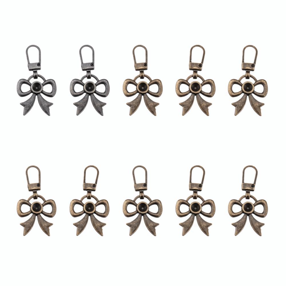 10pcs Detachable Metal Zipper Butterfly Bow Zipper Slide Replacement Zipper Head Replacement Kits