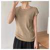 Summer Knitted T-Shirt Women Shirts Pullover Crop Tops Short Sleeve Female Elastic Slim Casual Knit Tee Women's T-Shirts