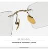 Pure Titanium Men's Square Rimless Myopia Glasses with Vacuum IP Electroplating