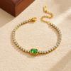 Gold Plated Emerald Cubic Zirconia Tennis Chain Bracelet