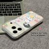 Transparent Cartoon Phone Case with Integrated Button for Apple 17/16, Frosted Edge, Compatible with 17 Pro Max, 13, 16 Pro, and Couple Designs