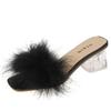 Fashion Fashion Slippers Women's Summer New Open Toe Plush Fox Fur Chunky with Flip Flops Sexy Home Banquet Square Toe Simple Pumps